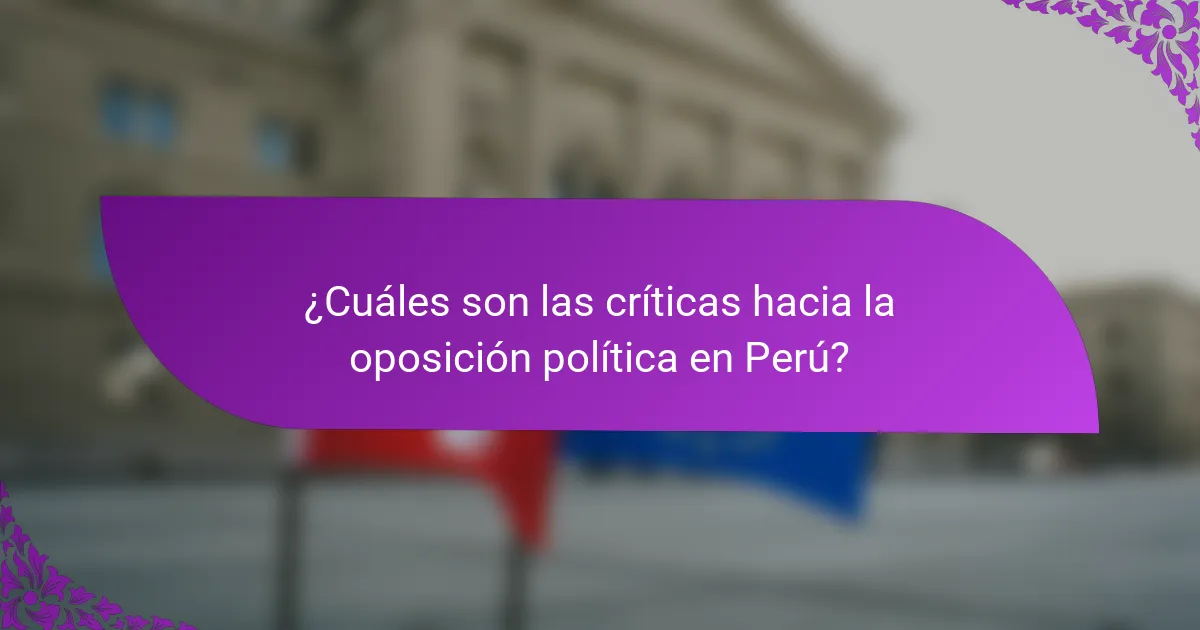¿Cuáles son las críticas hacia la oposición política en Perú?