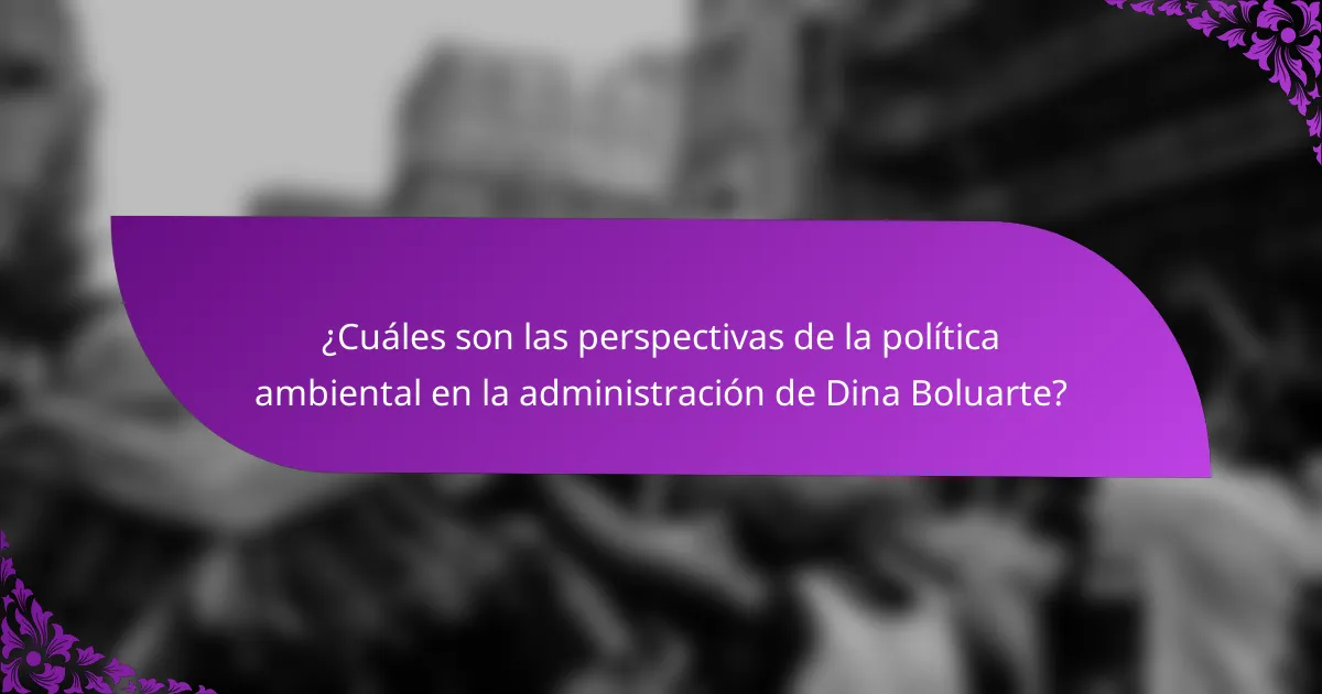 ¿Cuáles son las perspectivas de la política ambiental en la administración de Dina Boluarte?