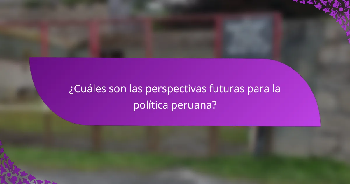 ¿Cuáles son las perspectivas futuras para la política peruana?