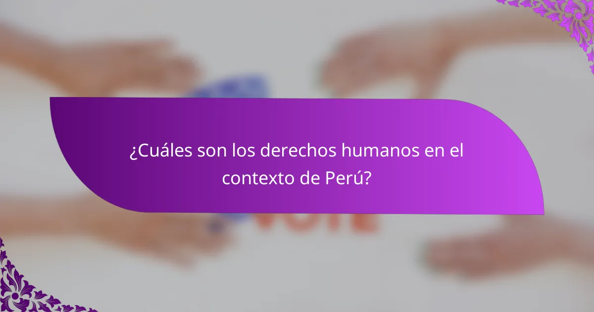 ¿Cuáles son los derechos humanos en el contexto de Perú?