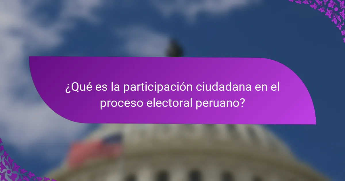 ¿Qué es la participación ciudadana en el proceso electoral peruano?